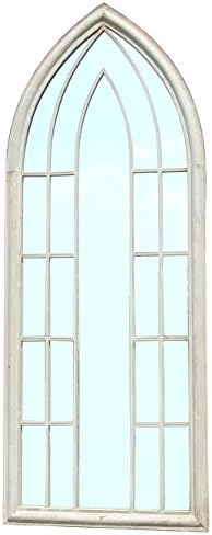 Barcelona Trading Lewis Antique Sandy Metal Garden Outdoor Arched Window Wall Mirror 60.5 x 23.5