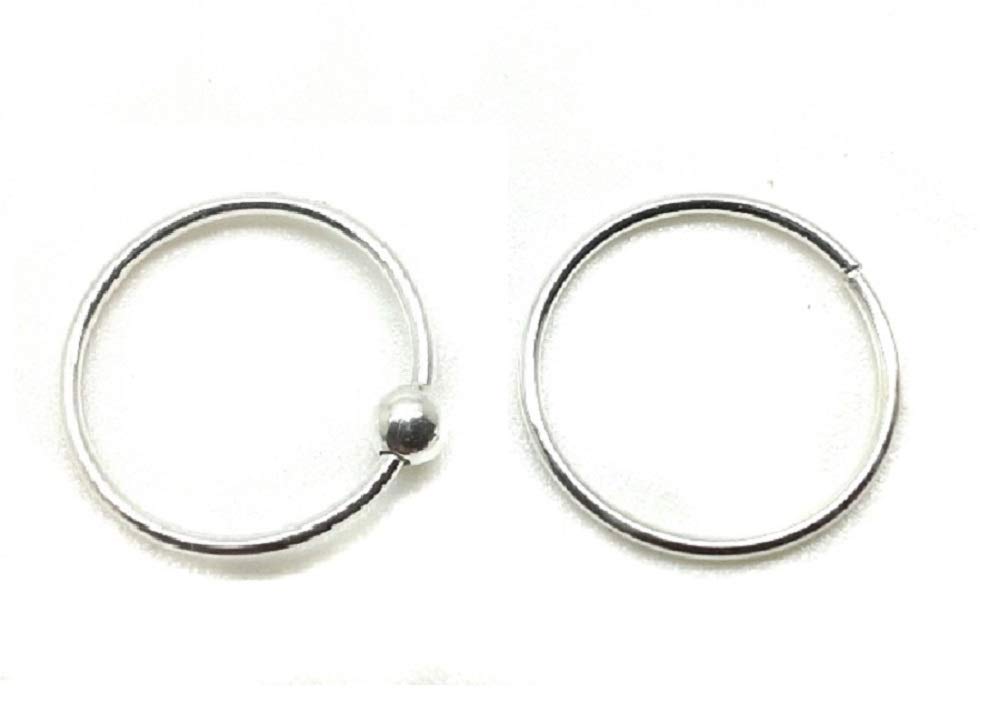 2 x Sterling Silver Nose Rings Seamless & Ball