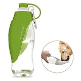Portable Pet Water Bottle by LumoLeaf, Reversible & Lightweight Water Dispenser for Dogs and Cats, Made of Food-Grade Silicone (20 Oz) - Green
