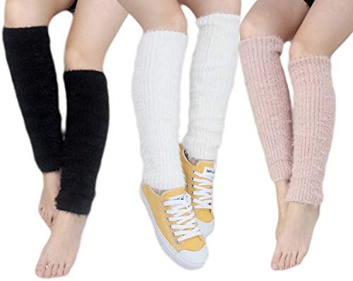 Santwo Women Winter Warm Crochet Knitted Boot Cuff Sock Short Leg Warmer 3 Pairs