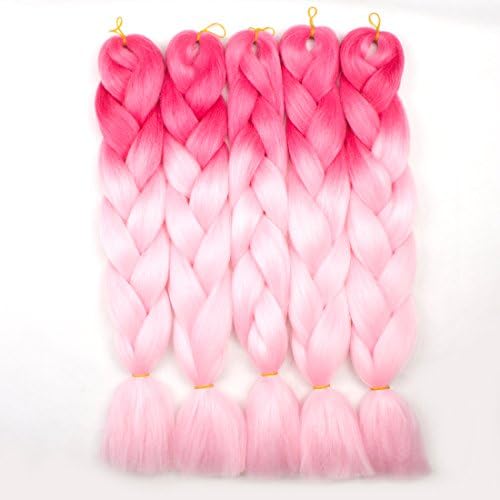 Ayana Braiding Hair Ombre Jumbo Hair Extensions 24” Pack of 5 High Temperature Kanekalon Synthetic Fiber for Twist Braiding Hair