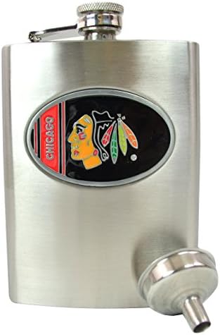 Official National Hockey League Fan Shop Authentic NHL Stainless Steel 8oz Flask (Chicago Blackhawks)