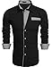 Mens Casual Slim Fit Shirt Formal Button Dress Shirt,Black,M