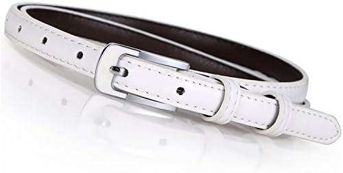 Acereima Thin Pu Leather Belt Red Brown Black White Yellow Waist Belts For Women Dress Strap Style1 White 105Cm
