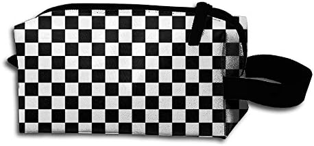 EUY0XD Black and White Checkered Cosmetic Bag Crazy Young Pencil Case Creative Cosmetic Pouch