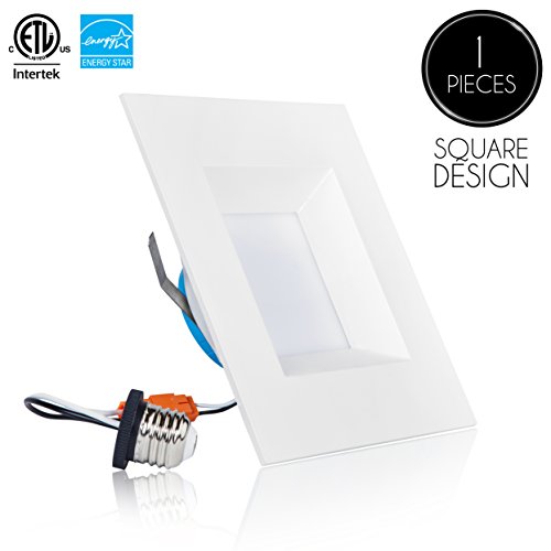 Parmida (1 Pack) 6 inch Dimmable LED Square Retrofit Recessed Downlight, 12W (100W Replacement), 950lm, 3000K (Soft White), ENERGY STAR & ETL, LED Ceiling Can Light, LED Trim