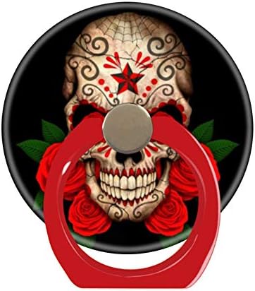 LoveStand-Cell Phone Ring Holder 360 Degree Finger Ring Stand for Smartphone Tablet and Car Mount-Dark Sugar Skull with red Roses