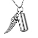 HooAMI Cremation Jewelry for Ashes Necklace for Men,Urn Necklaces for Ashes for Women Stainless Steel Urn Necklace Pendant with Angel Wing Charm