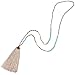 KELITCH Turquoise Crystal Beads Strand Necklace Color Tassel Necklace for Women