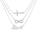 Silvertone with Clear Iced Out Cross, Infinity & Love Pendant Three Adjustable Link Chain Necklace