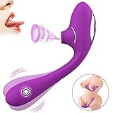 Clitoral Sucking Vibrator Nipple Stimulator Masturbation Dildo Vibrator Waterproof, Treediride Rechargeable G Spot Clitoris Oral Sex Massager with 10 Suction & 10 Vibration Adult Sex Toys for Couples