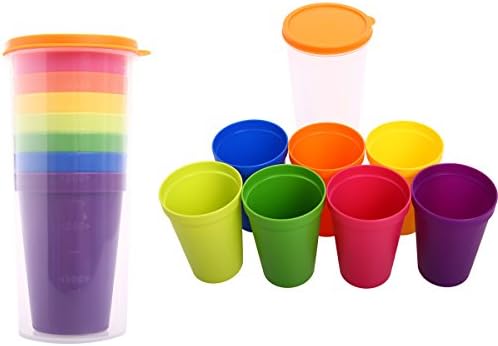 Everyday Cups Set Assorted 8 Colors 12oz BPA Free Reusable Plastic Tumblers Rainbow Cups Set