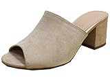 Wild Diva Women's Slip on Peep Toe Stacked Chunky Heel Mule
