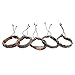 YUEAON multi-style leather cord bracelets handmade leather cuff with adjustable rope unisex ,5pcs