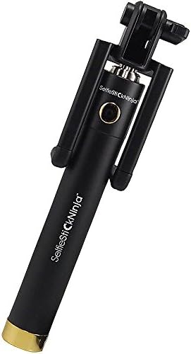 Selfie Stick Ninja Built-in Bluetooth Remote Shutter for iPhone 7/ 7Plus/ 6/ 6s,Fits All Android &amp; iOS Smartphones Compact Lightweight Durable Foldable Extendable Gold Selfie Sticks