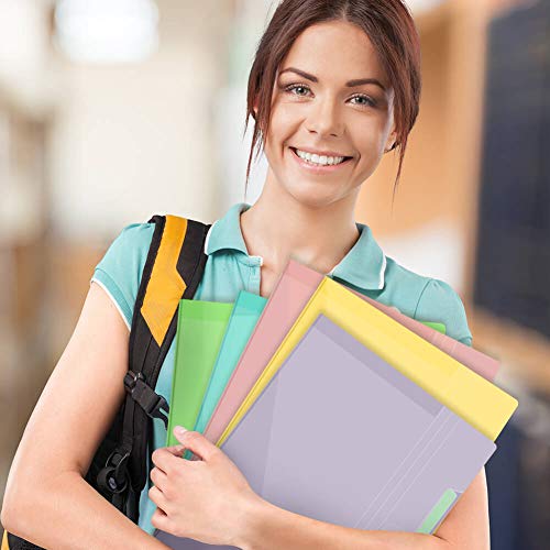 Selizo 6 Pcs Expanding File Folders with 5 Pockets Plastic A4 Letter Size Document Organizer and 168 Pcs File Folder Labels for School and Office