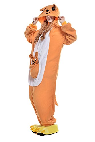 BELIFECOS Unisex Adult Pajamas Plush One Piece Cosplay Animal Costume Kangaroo