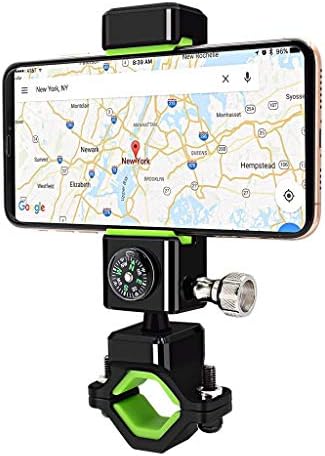 bosji Bike Phone Mount for Motorcycle - Bike Handlebar,360° Rotation Bicycle Phone Holder Stand Bracket with LED Lights & Compass for 4-7 (in) Phones