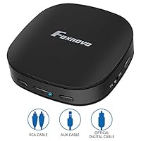 Foxnovo Bluetooth Receiver,Bluetooth 5.0 Transmitter For TV With Digital Optical TOSLINK, 2-in-1 Audio Bluetooth Adapter With Aptx HD Low Latency And 3.5mm Aux Adapter For Headphone, Speakers, PC