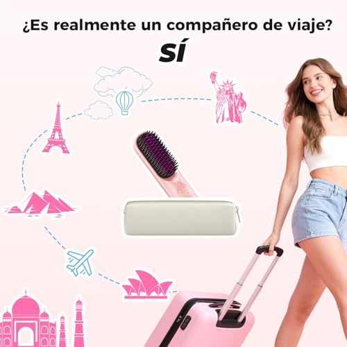 Bopcal Cordless Hair Straightener Brush 3 in 1, 10000mAh Professional Hair Straightener Without Cord, Fast Heating 30S, 6 Temperatures 120–230°C, Portable Straightening Brush for Travel, JDS1 18