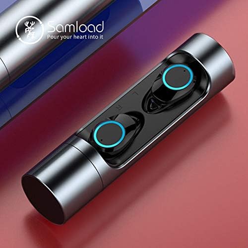 Samload Bluetooth 5 Earphones Wireless Stereo Headphones Ipx7 Waterproof Cordless Headset With Charger Box For Most Smart Phone Metal Gray