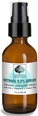 Retinol 2.5% Serum – Best Topical Formula with Hyaluronic Acid, Vitamin E and Green Tea – Anti Aging, Anti Wrinkle Benefits for Eyes, Face, Neck – Organic, Natural, Vegan – Healthy Skin Care