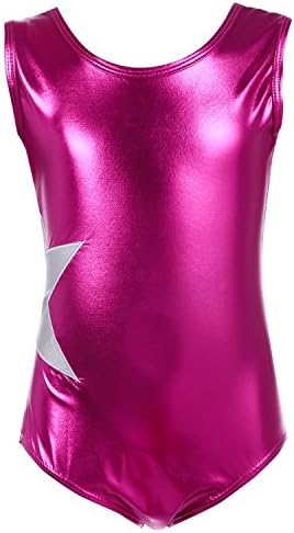 Vansop Girls' Sleeveless Gymnastics Cotton Dance Solid One Piece Sparkle Tank Leotard