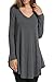 Misakia Womens Long Sleeve V-Neck Tunic Top with Handkerchief Hem (Gray XL)