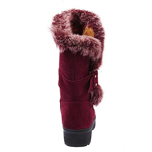 Fur Booties for Women, Sunyastor Women Boots Slip-On Soft Snow Boots Flat Winter Fur Lined Ankle Boots Shoes