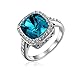 Yoursfs Evening Jewelry Rings for Women Blue Crystal Wedding Jewelry Rings for Bridal 18K White Gold Plated Lady Cocktail Rings Jewelry Gifts