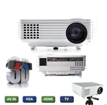 Rachees Mini LED 3D Projector Home Cinema Theater Supports 1080P Video