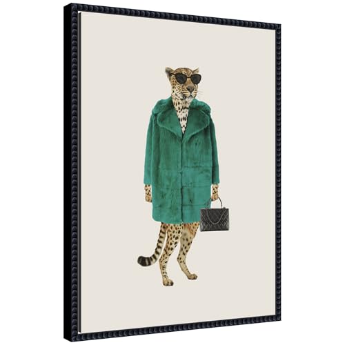 Kate and Laurel Cool Stylish Trendy Leopard Framed Canvas Wall Art by July Art…