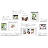 Jerry & Maggie - Photo Frame | Plaque College Frame - White Wall Decoration Combination - Bronze PVC Picture Frame Selfie Gallery Collage with Full Size Hanging Template & Wall Mounting Design