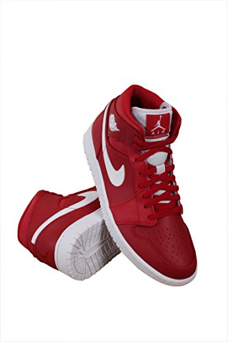 JORDAN MENS AIR JORDAN 1 MID GYM RED WHITE WHITE SIZE 11.5
