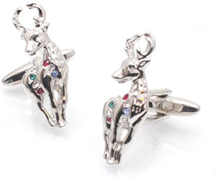 Red and Green Crystals Christmas Deer Cufflinks Festival Cuff Links Stones Gemelos by itsTailorB FBA 011144-3
