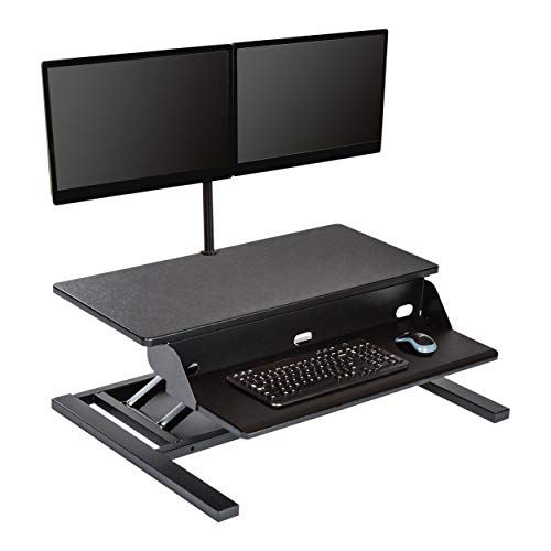 Stand Up Desk Store AirRise Pro 2.0 Two Tier Standing Desk Converter with Dual Monitor Mount