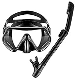 OMYAFL Snorkel Set, Anti-Leak Snorkel Mask,Anti-Fog Panoramic Scuba Mask,Dry Top Snorkel + Carry Bag for Adult Snorkeling or Diving