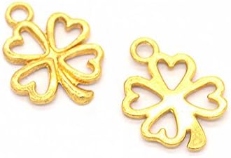 Lovglisten 100pcs Four Leaf Clover Lucky Charms Pendent for DIY Bracelet Necklace Jewelry Making Charms Accessories (Gold)