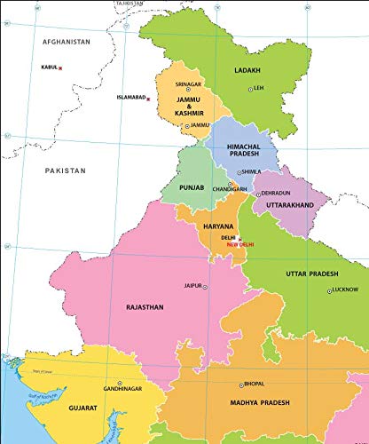 India Political Map 36 W X 40 3 H Laminated Amazon Com Office Products