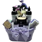 Bella Liz Lavender Gift Set – 14 piece Spa Set with Soy Candle, Handmade Soaps, Body Wash & Lotion, Bath Bombs, Lip Balms, Sugar Scrub, Body Butter & More – Self-Care Gift