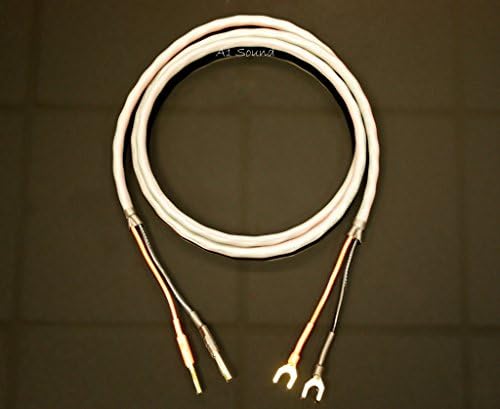 Audioquest FLX-Slip Grey 14/2 Single 2 Metre Length Terminated With 2x 4mm Banana Plugs Amplifier End to 2x Wide Spade Speaker End.
