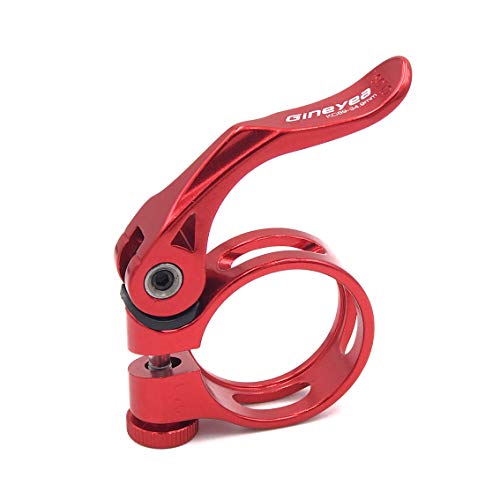 DEERU Aluminum Quick-Release Seat Post Clamp 34.9mm Bike Seat Clamp MTB Bike Road Bike Casual Bike Seatpost Clamp - Red