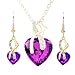 Liroyal Crystal Necklace Earrings Set Charm Love Heart Valentine Lover Chain Pendant