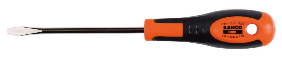 Bahco 611-5.5-100 Slotted Screwdriver 0,8x5,5x75mm 180mm, Multi-Colour