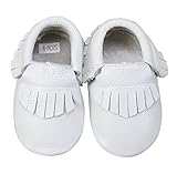 Baby Moccasins - Leather Tassels Infant Toddler Pre-walker Crib Shoe (6-12 Month (5.1