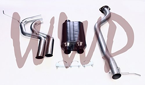 Performance Racing Dual 3.00" Cat Back Exhaust Muffler System Kit With Polished Tips For 1999-2006 Chevy/GMC GM Silverado/Sierra 1500 4.8L/5.3L V8, Extended Cab Short Bed Only