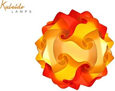 Kaleido Lamps Fully Assembled Puzzle Lamp - IQ Light Handmade Tricolor Round Shape Ceiling Lamp Cord & Bulb Included Size Small (Red-Yellow-White)