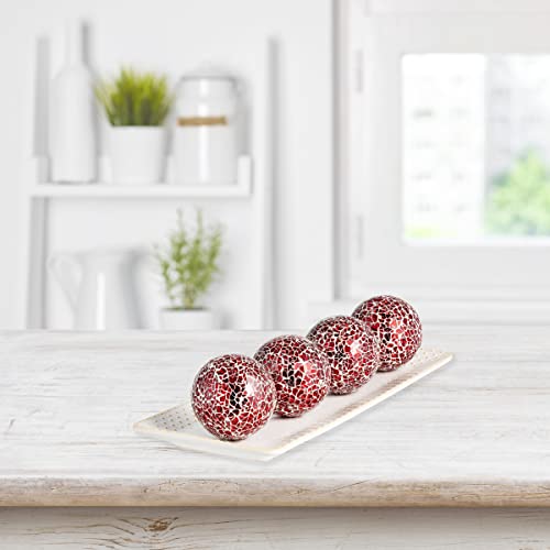 Ka Home Red Mosaic Glass Orbs Set of 5 Decorative Sphere Balls for