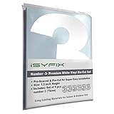 White Vinyl Number 3 (Three) Stickers – 6 Pack
