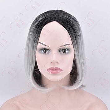 Amazon Com Europe Wig Hairstyle Black Gradient Gray